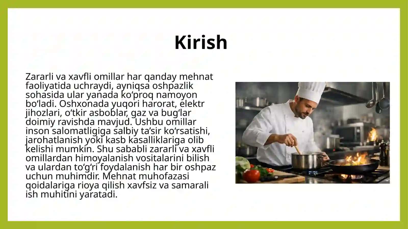 Zararli, xavfli omillardan himoyalanish vositalari. 2