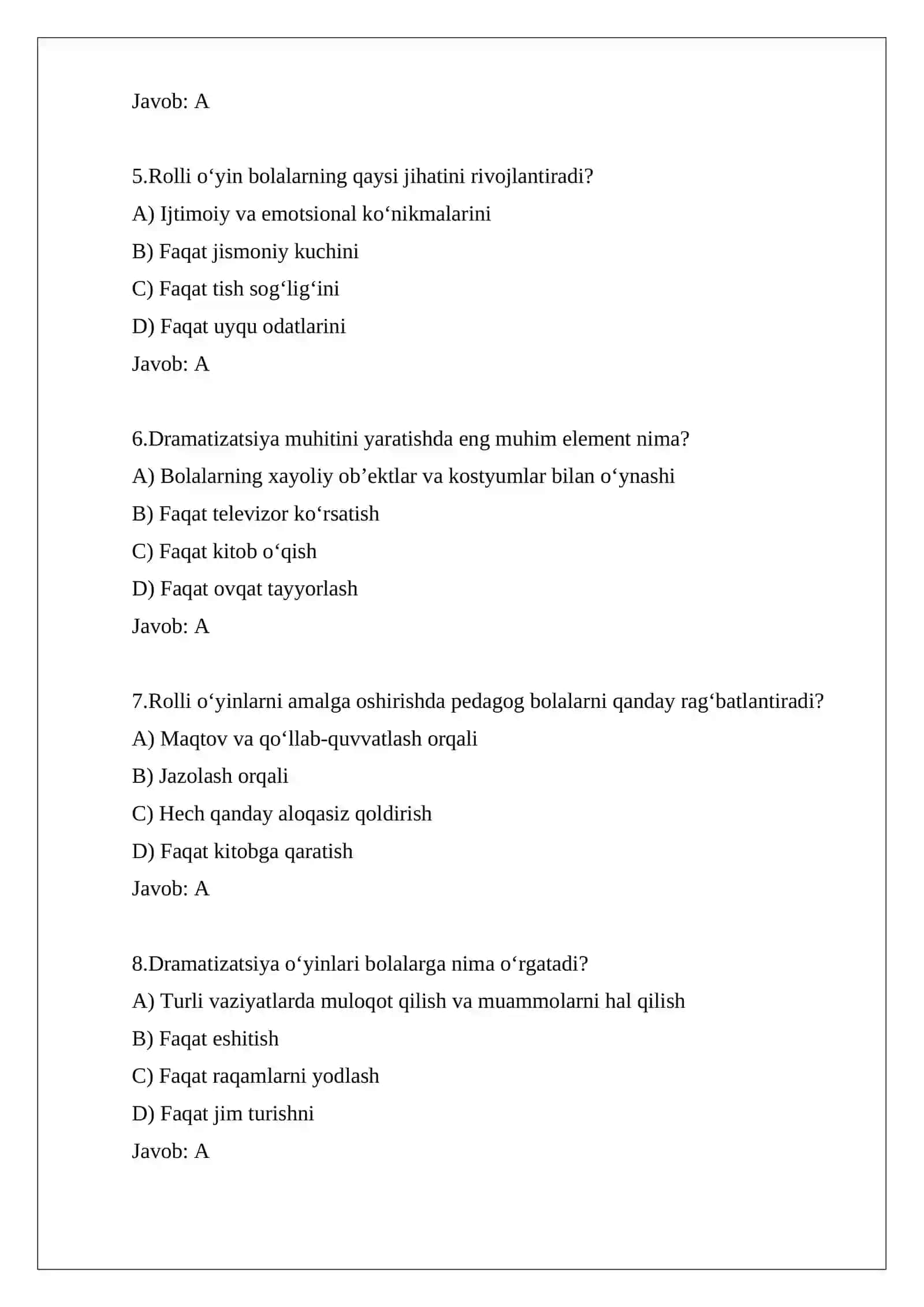 Bolalar uchun maktabgacha dramtizatsiya o'yinlari 2