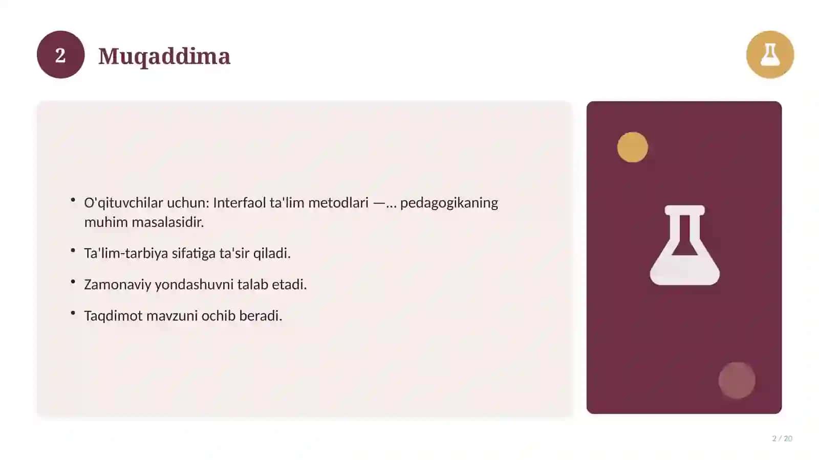 Interfaol ta'lim metodlari — samaradorligi tahlili (Malaka oshirish kursi materiali) 2