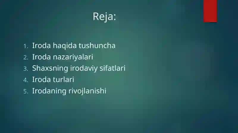 Iroda. Iroda turlari 2