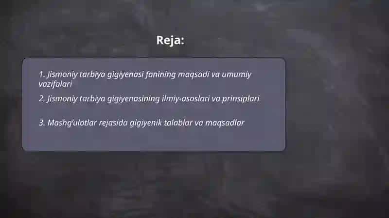 Jismoniy tarbiya gigiyenasi fanining maqsadi hamda vazifalari 2