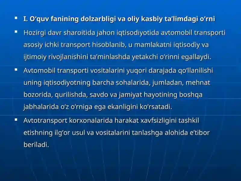Avtomobil transporti vositalari 2