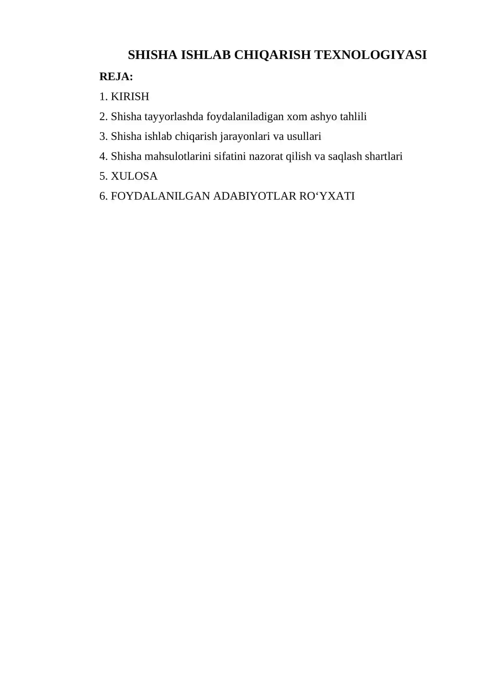 SHISHA ISHLAB CHIQARISH TEXNOLOGIYASI 2