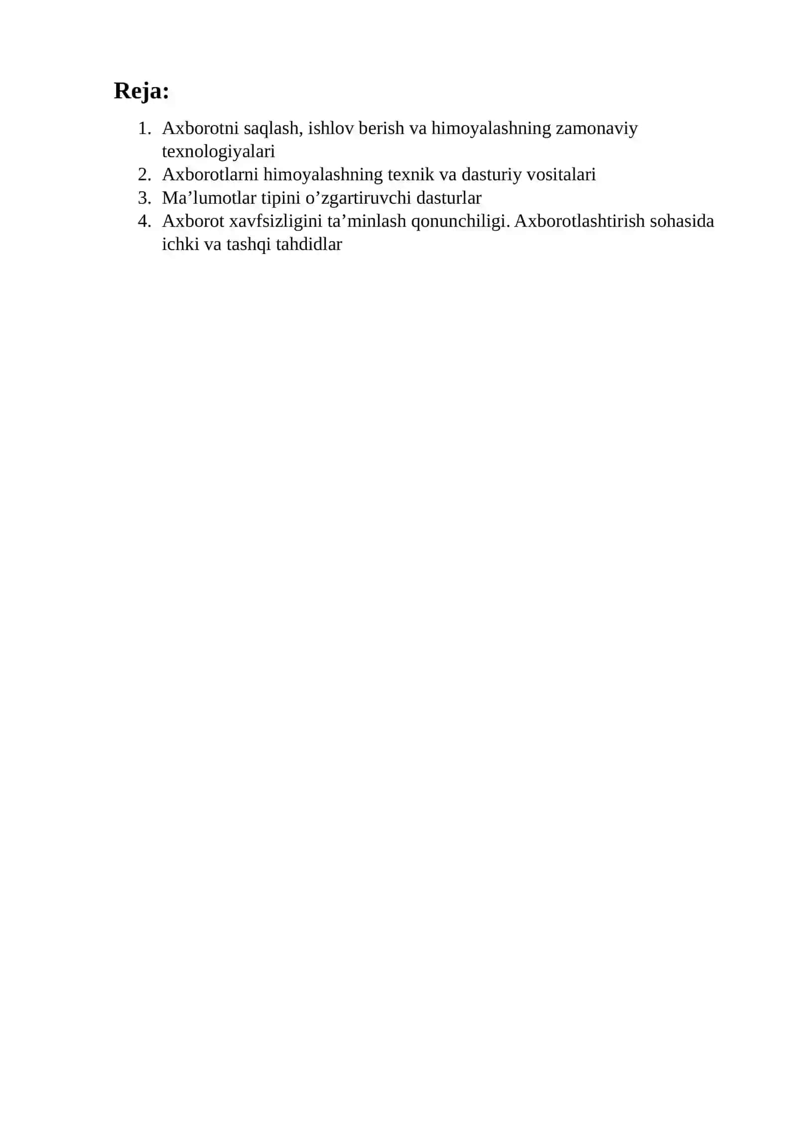 Axborotlarni himoyalashning texnik va dasturiy vositalari 2