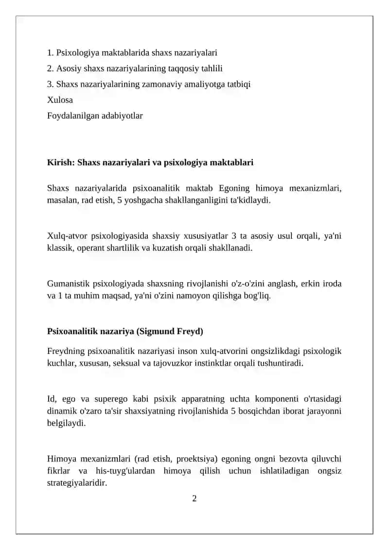 Shaxs nazariyalari va psixologiya maktablari 2