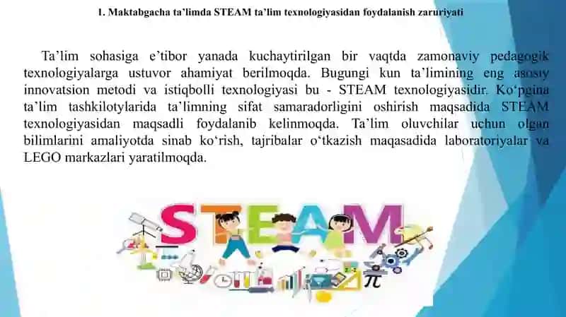 Maktabgacha ta’limda faol rivojlantiruvchi muhitni yaratish uchun STEAM ta’lim texnologiyasini qo‘llash 2