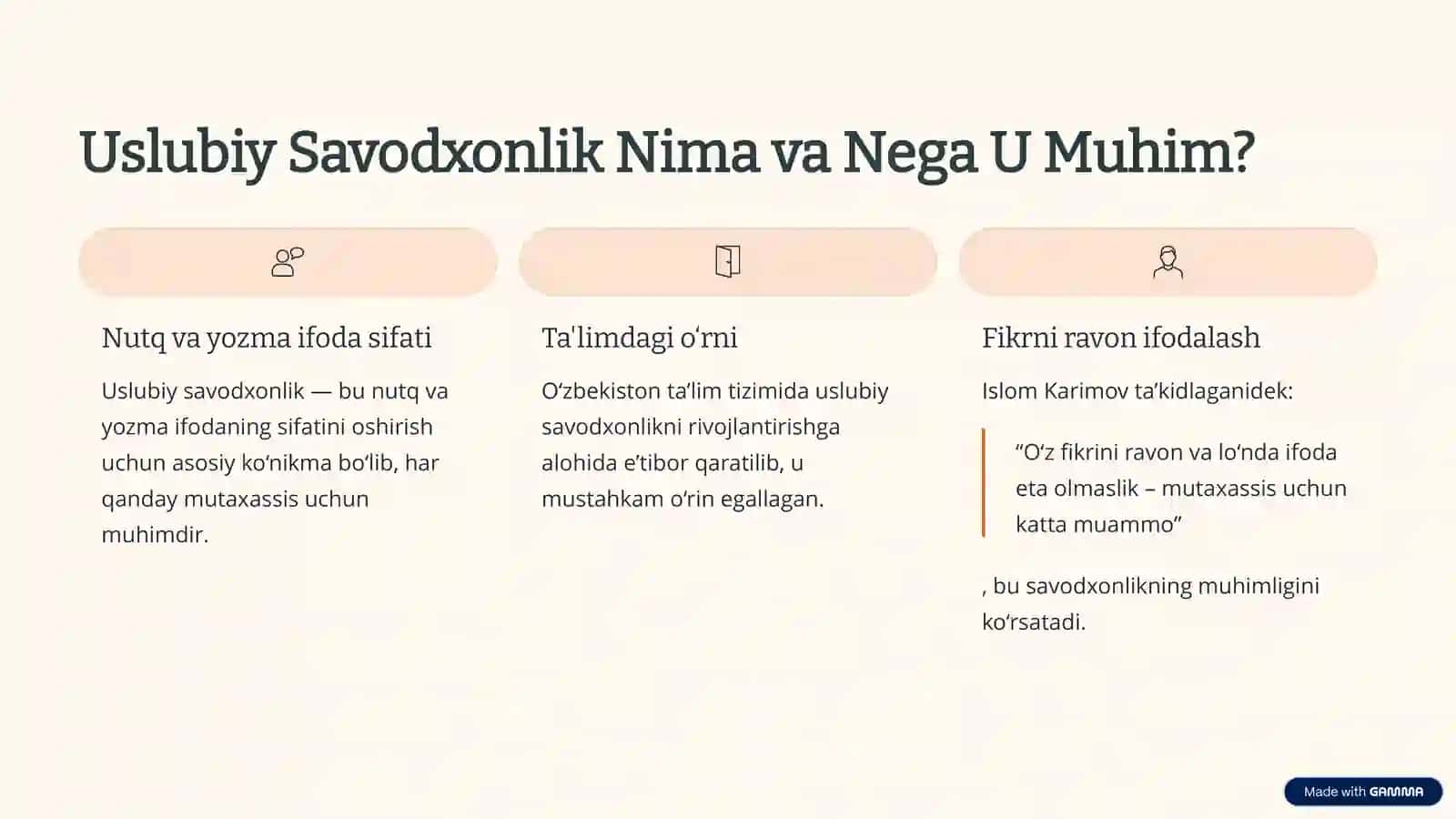 Uslubiysavodxonlikni rivojlantiruvchi topshiriqlar ishlab chiqish 2