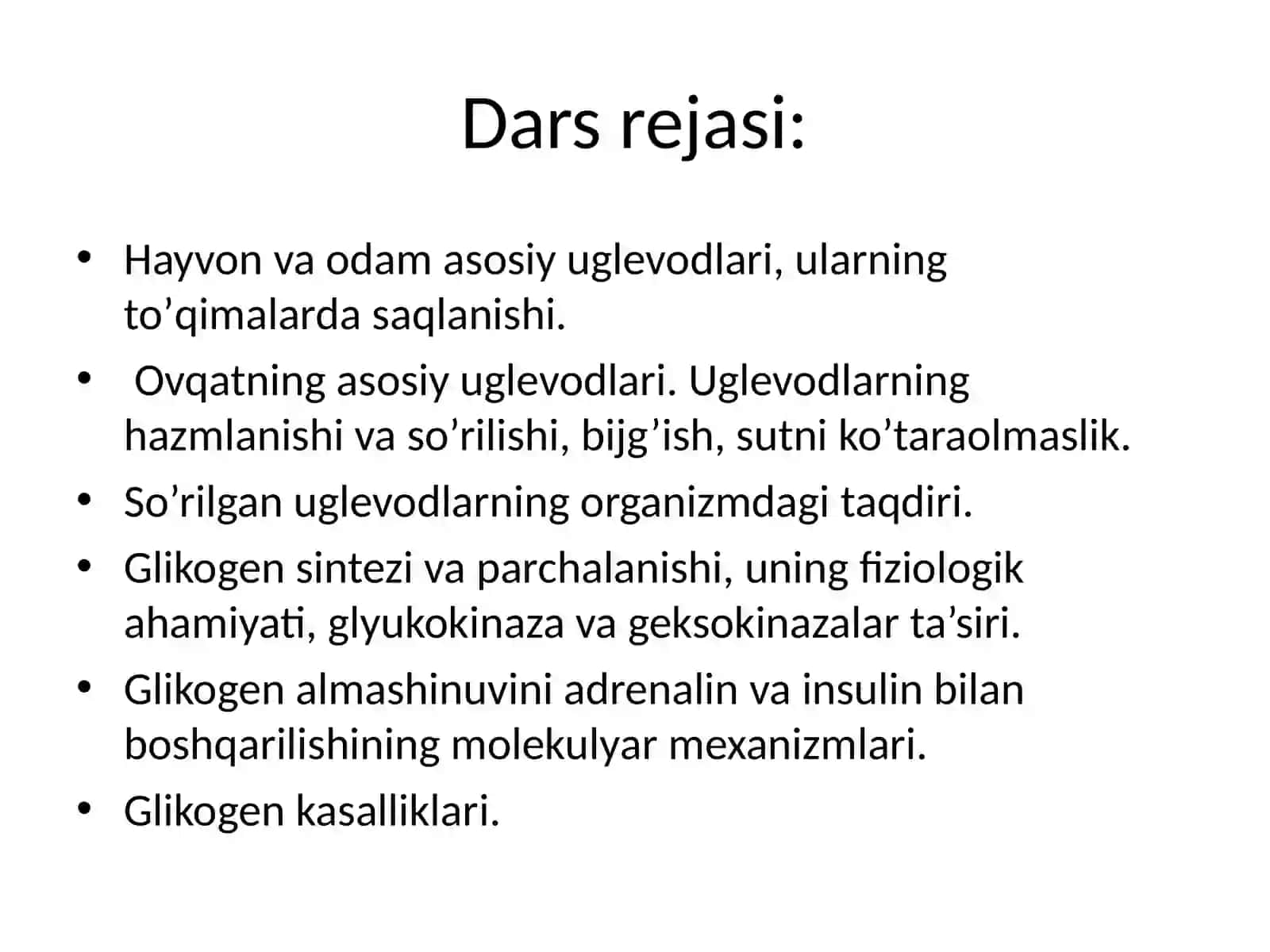 Uglevodlar va glikobiologiya. Glikoliz, glyukoneogenez va pentozofosfatliyo’l 2