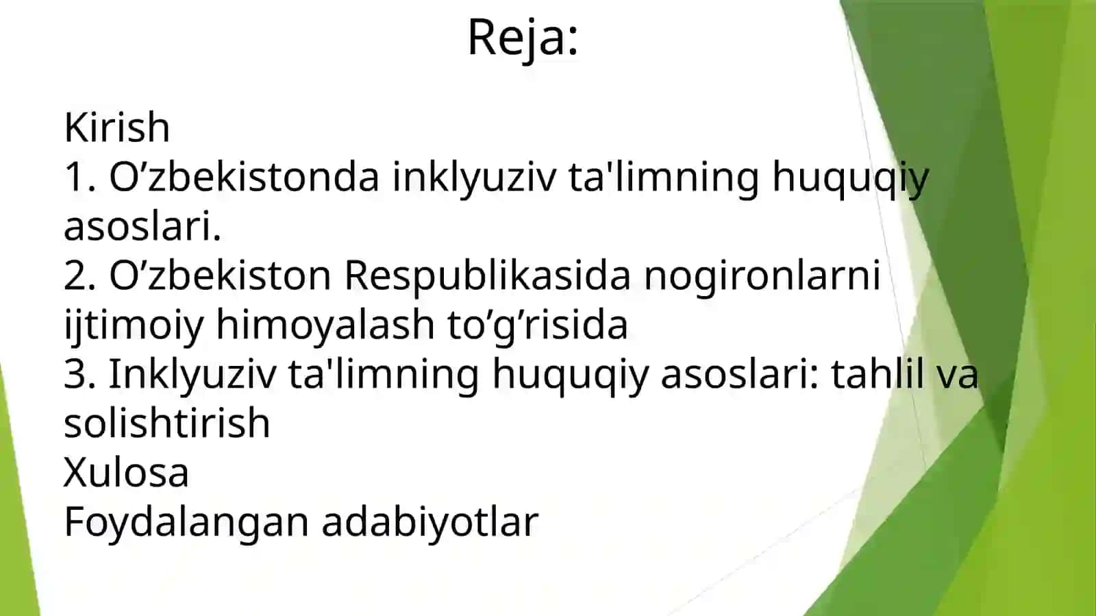 Inklyuziv ta'limning huquqiy asoslarini xalqaro hujjatlarda tahlil qilish. 2