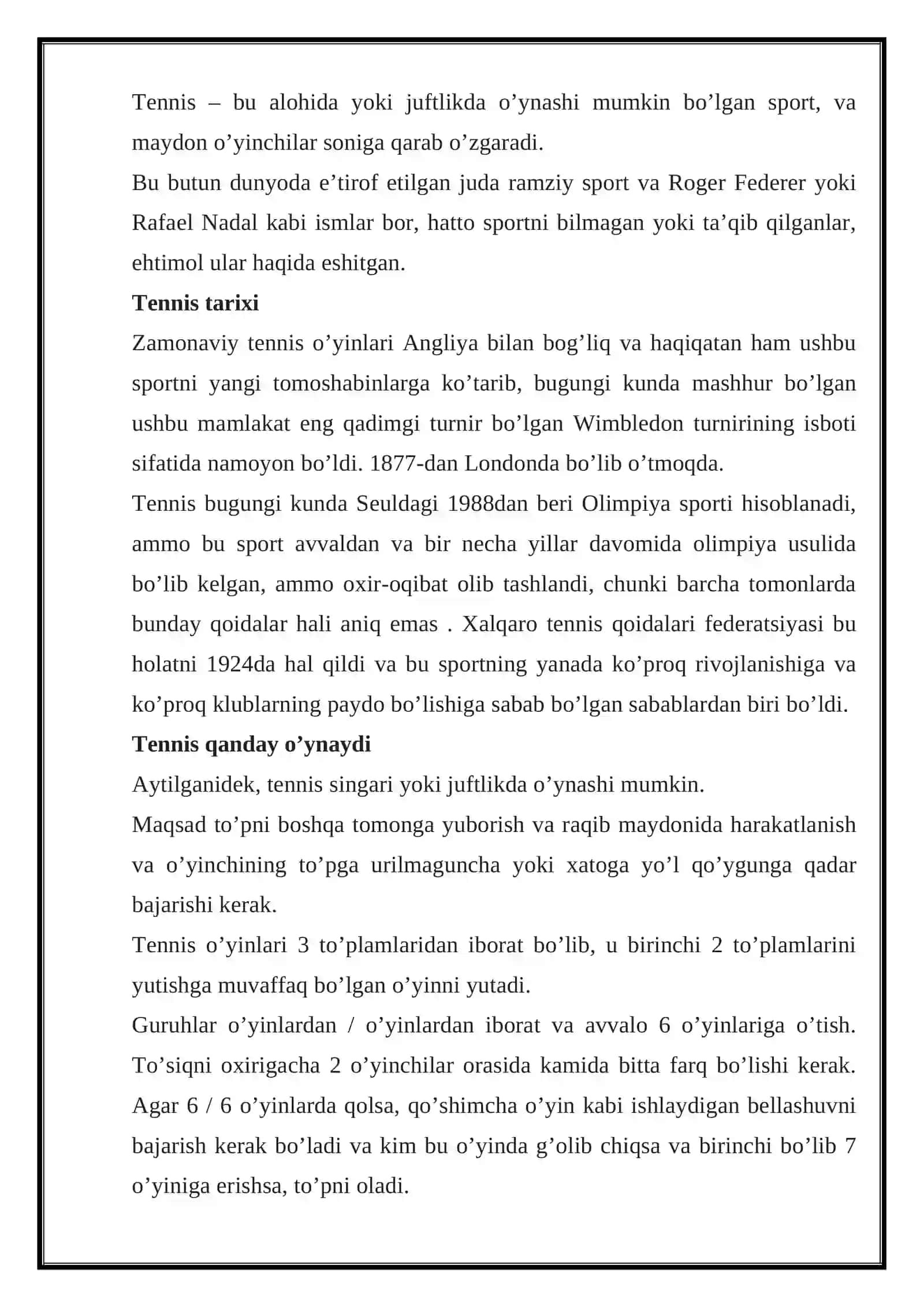Tennis haqida 2