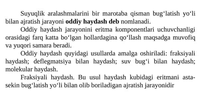 Haydash va rektifikatsiya jarayonlarining nazariy asoslari 2