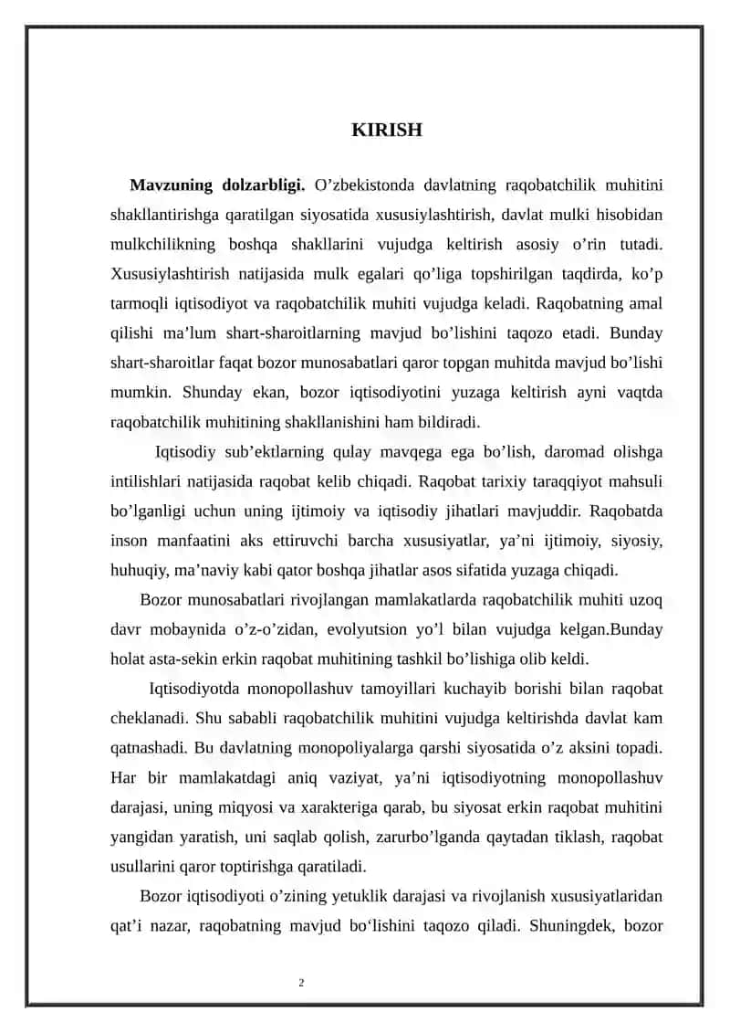 Raqobat - bozor iqtisodiyotining harakatlantiruvchi kuchi 2