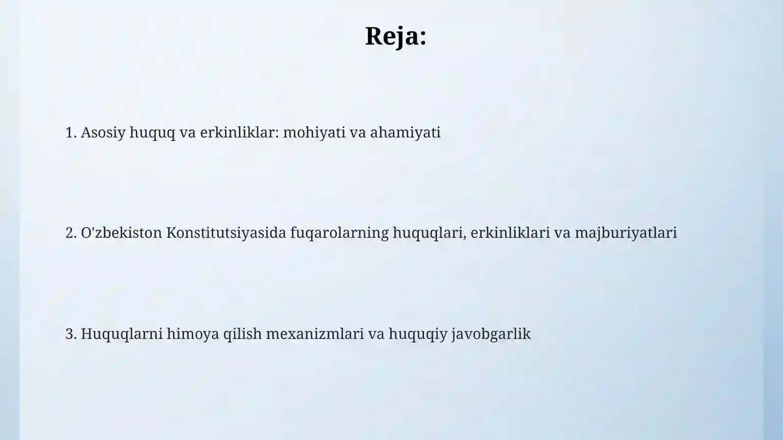 Inson va fuqarolarning asosiy huquqlari erkinliklari va burchlari 2