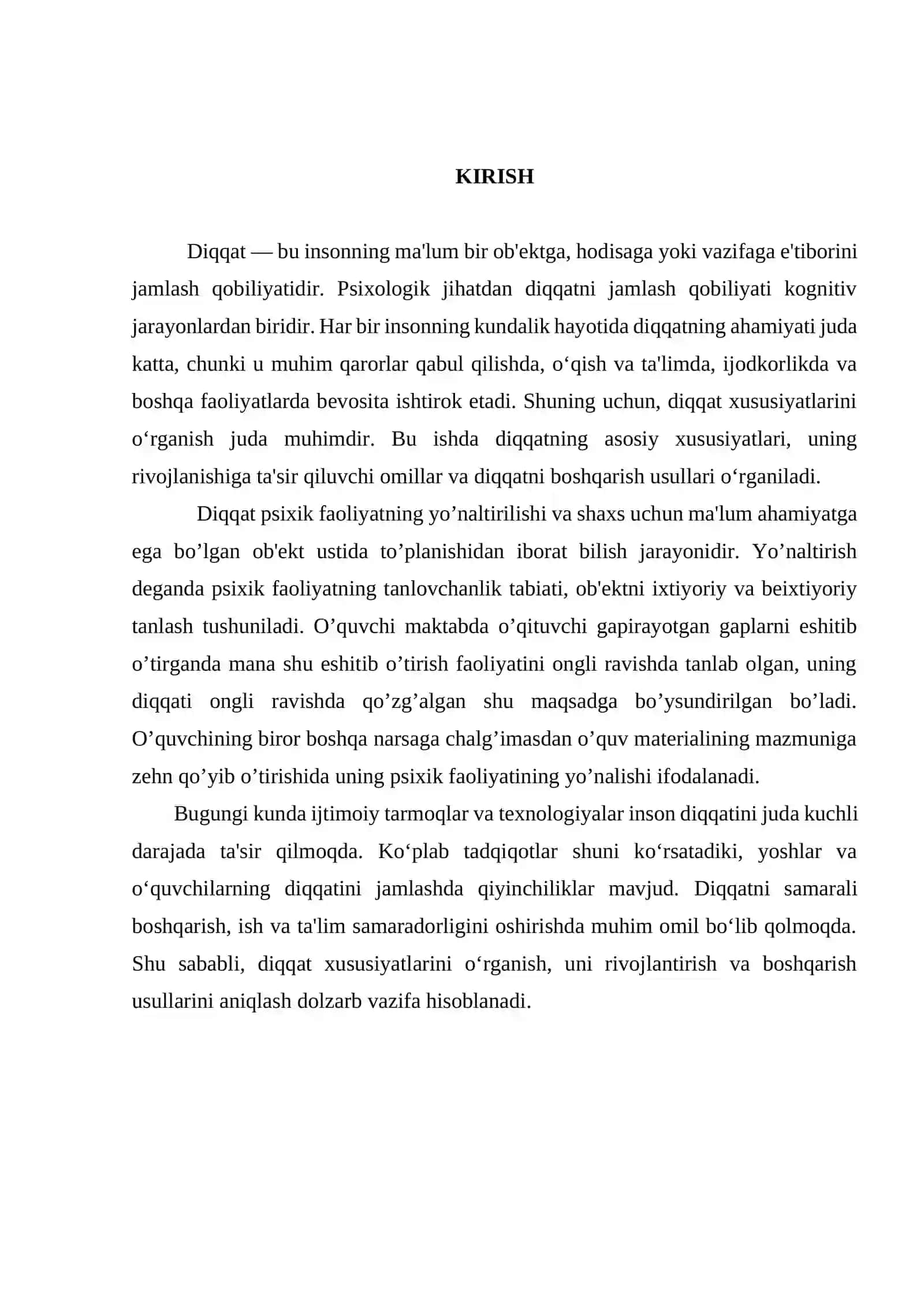 Diqqat xususiyatlari 2