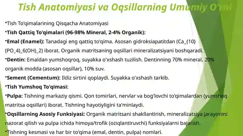 Tish qattiq to'qimasi va yumshoq to'qimasi oqsillar 2