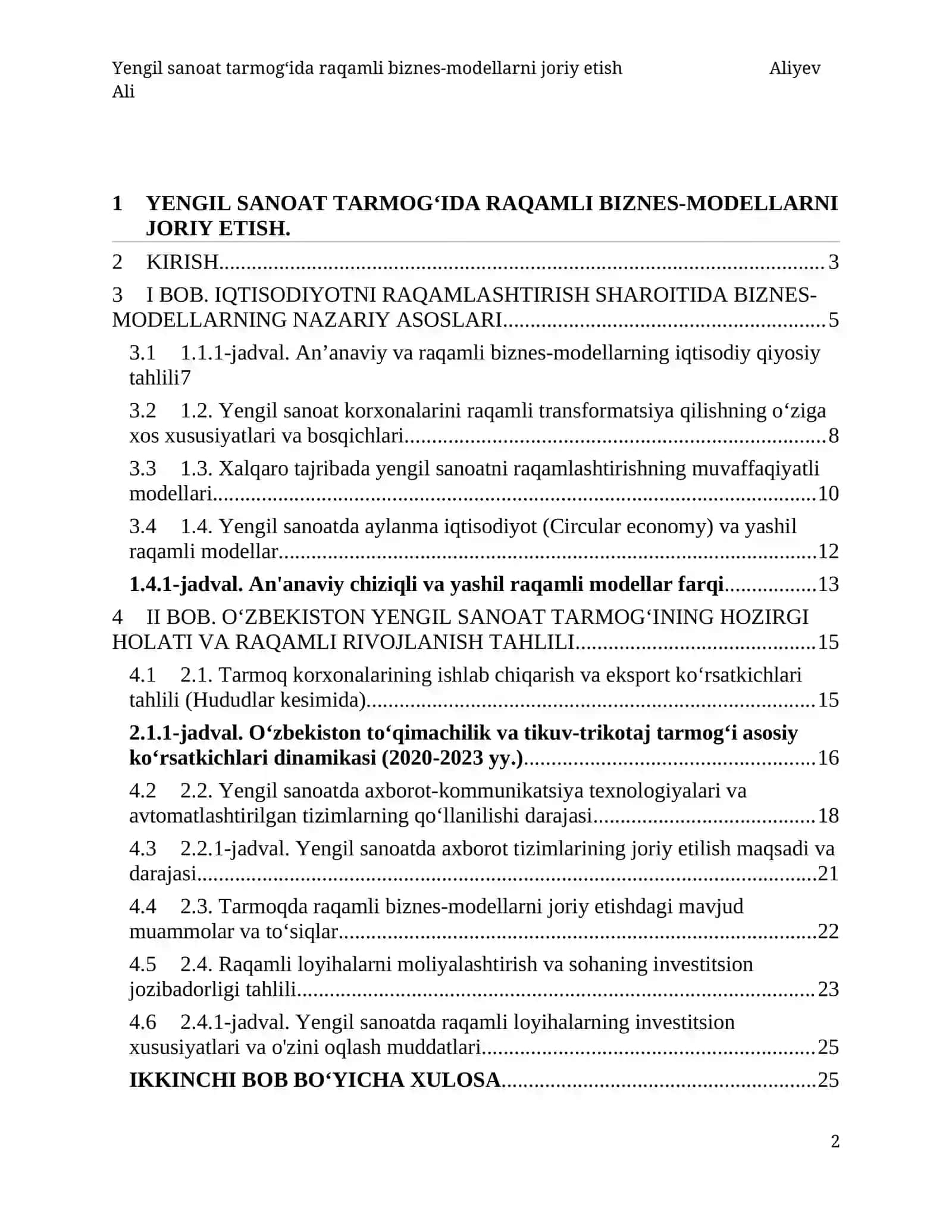 Yengil sanoat tarmog‘ida raqamli biznes modellarini joriy etish (Kurs ishi) 2