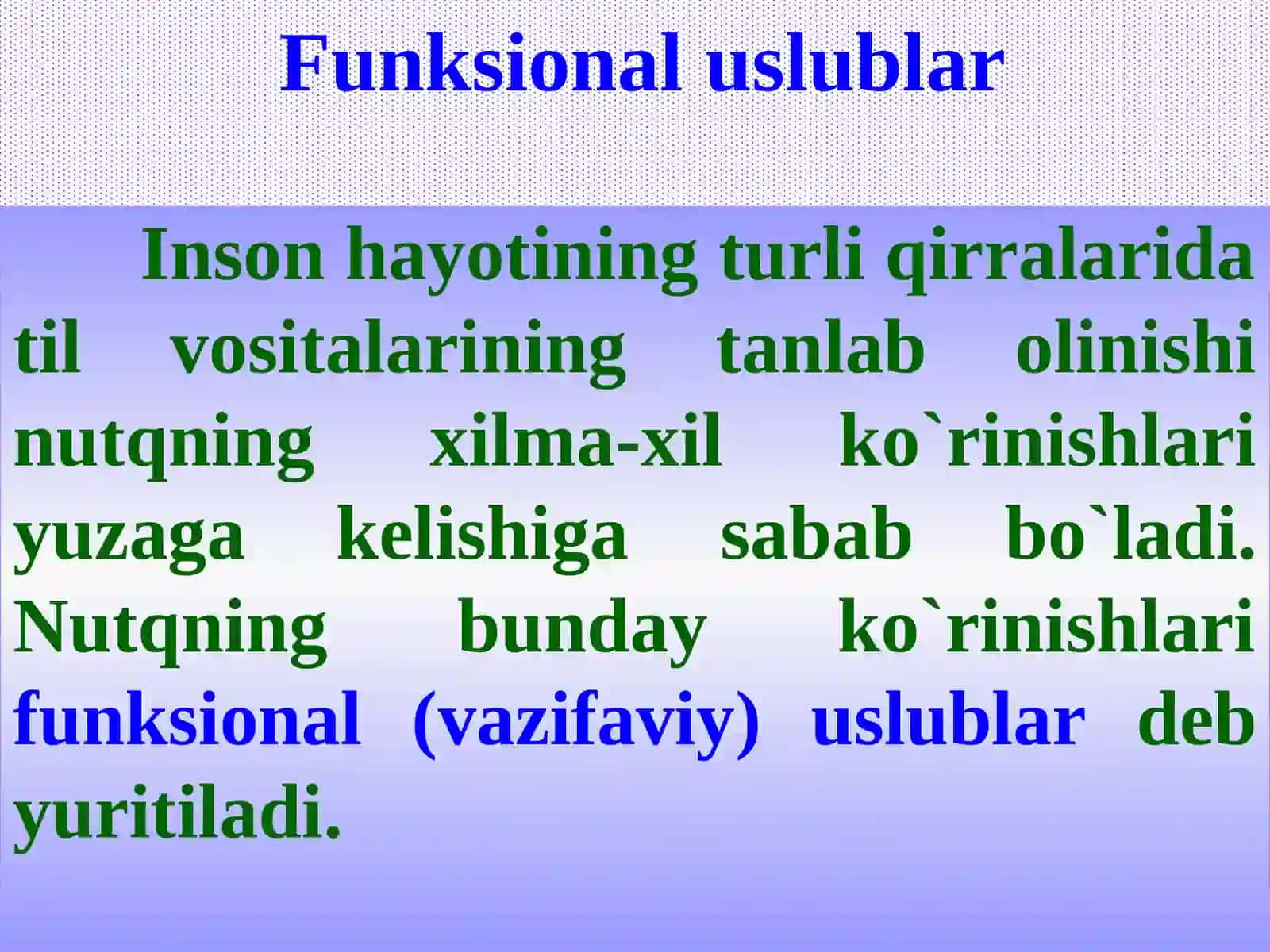 kademik yuridik yozuv uslubiyoti, ahamiyati, boshqa yozuv turlaridan farqi. Funksional uslublar. 2