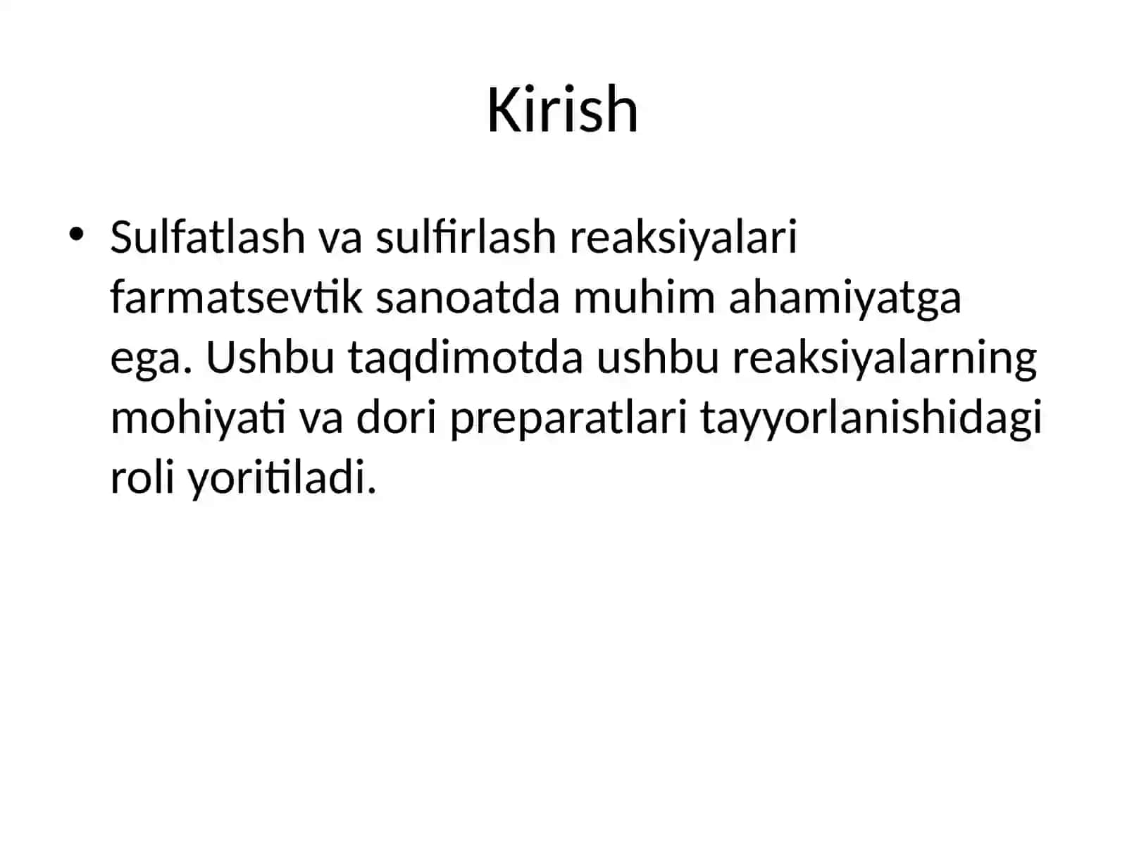 Sulfatlash va Sulfirlash Reaksiyalari 2