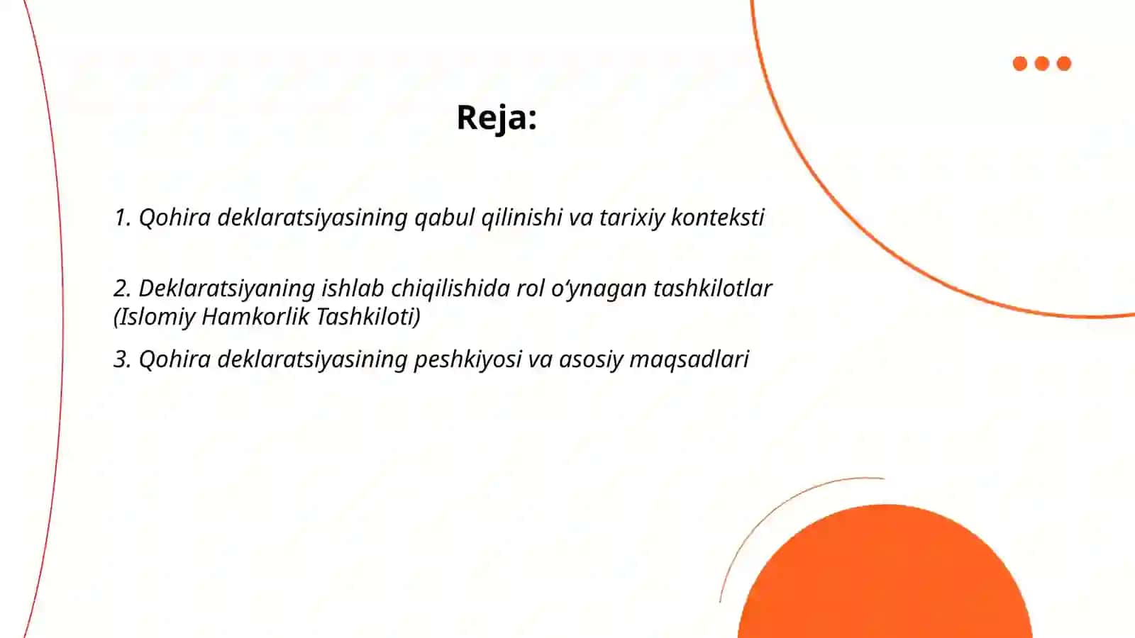 Qohira deklaratsiyasi tarixi va mazmuni 2