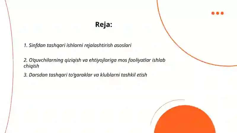 Sinfdan tashqari ishlarni tashkil etish 2