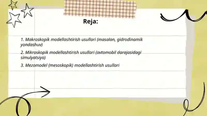 Transport oqimlarini modellashtirish usullari 2