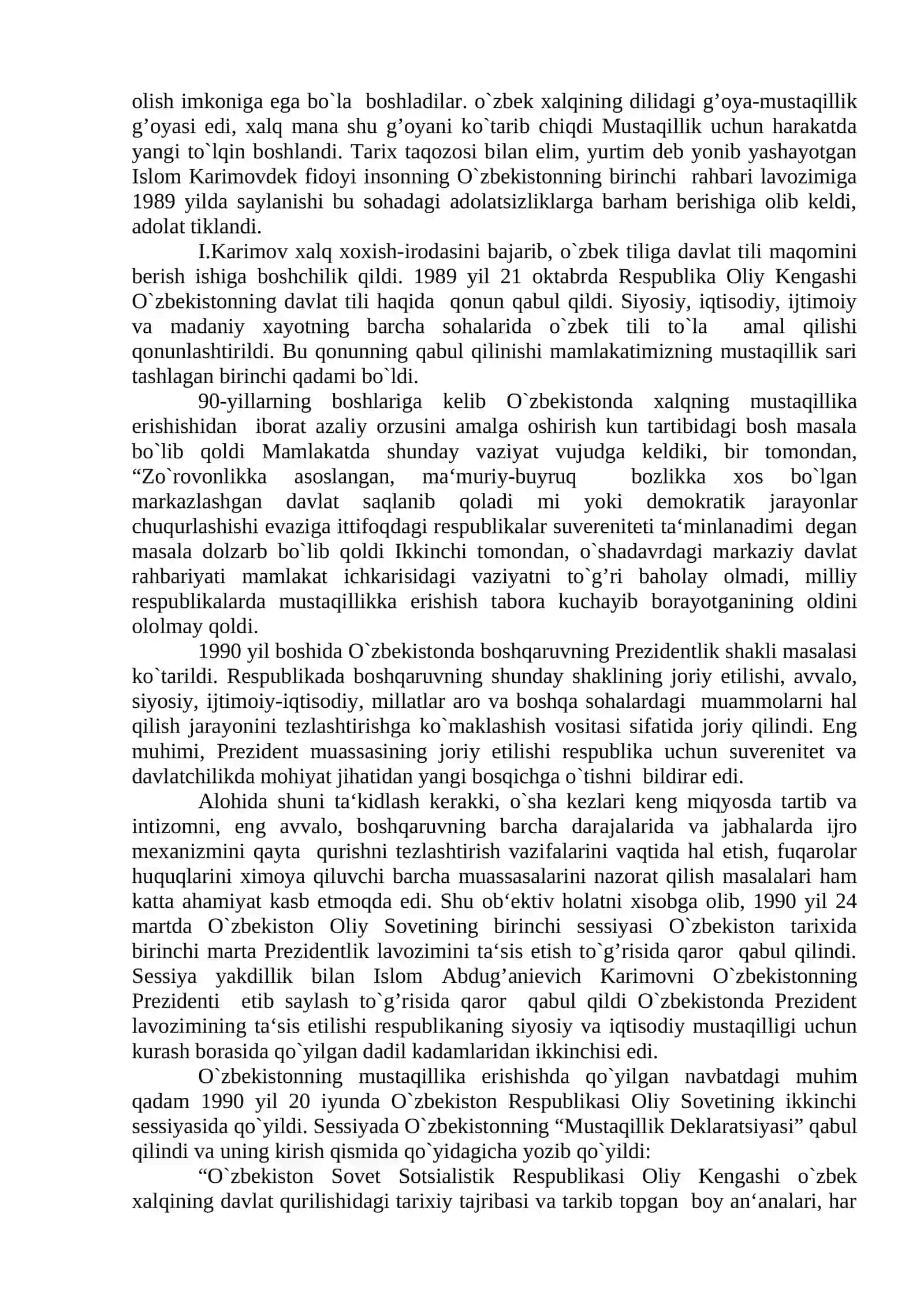 MUSTAQIL O‘ZBEKISTON RESPUBLIKASINING TASHKIL TOPISHI VA UNING TARIXIY AHAMIYATI 2