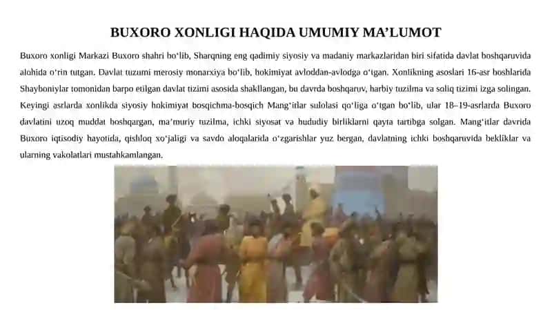 BUXORO XONLIGINING MA’MURIY TUZILISHI 2