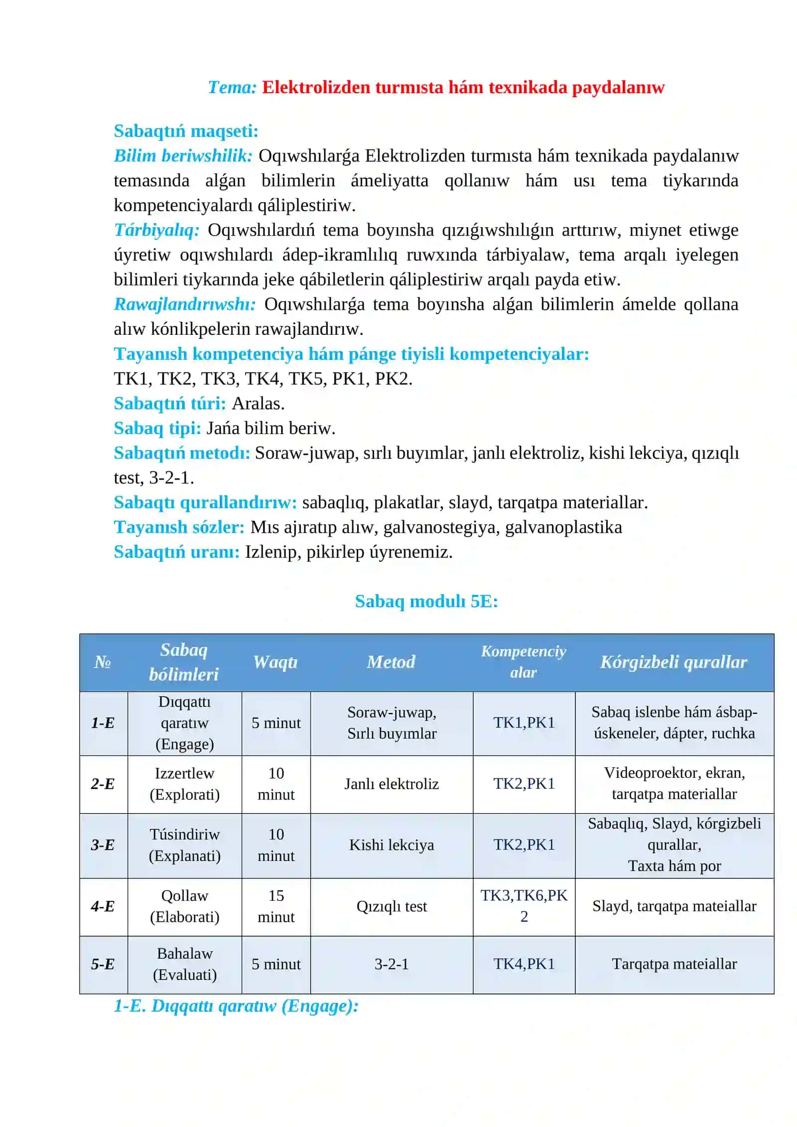 Elektrolizden turmısta hám texnikada paydalanıw 2