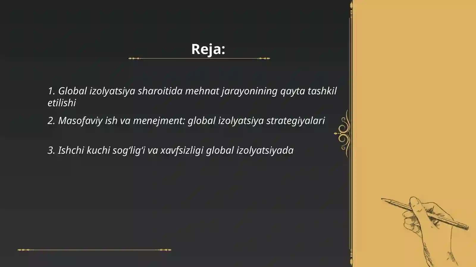 mehnat jarayoni va menejment global izolyatsiyasi 2