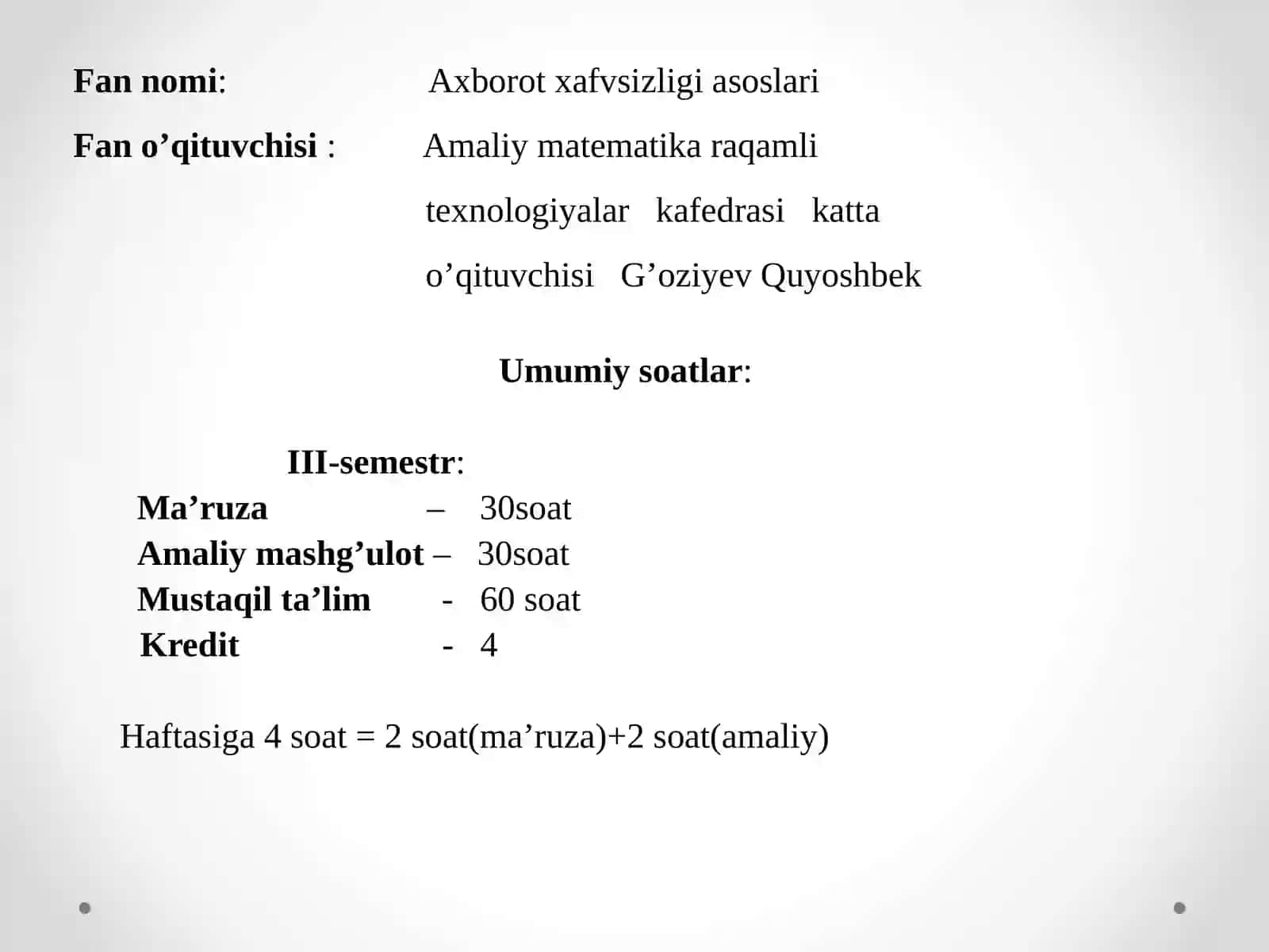 Axborot xafvsizligi asoslari 2