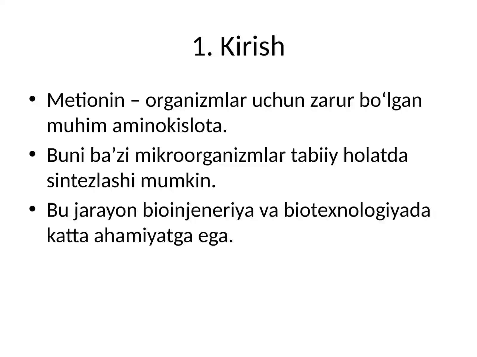 Metionin aminokislotasini sintezlovchi mikroorganizmlar 2
