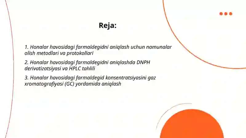 Honalar havosidagi farmaldegid moqdorini aniqlash 2