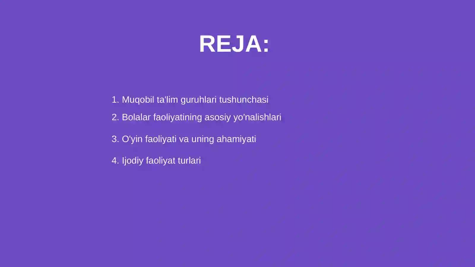 Maktabgacha ta'lim va tarbiyaning muqobil shakllari guruhlarida amalga oshiriladigan bolalar faoliyati turlari 2