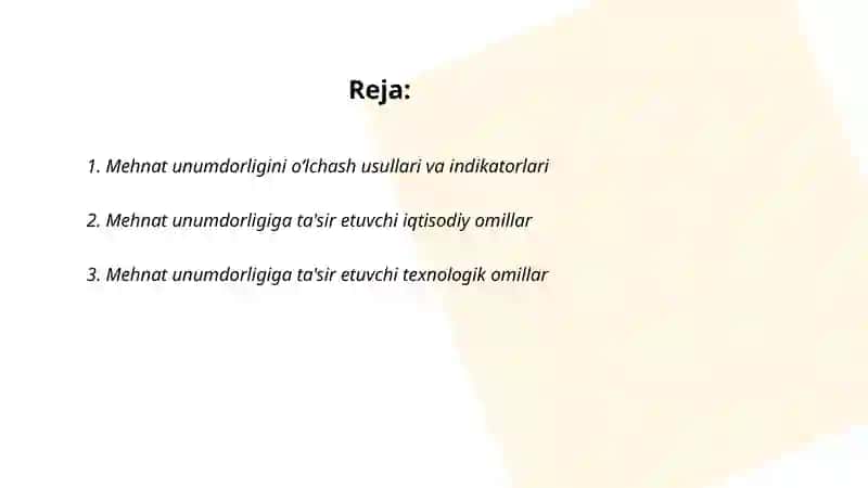 Mehnat unumdorligining darajasi va unga tasir etuvchi omillarni tasiri 2