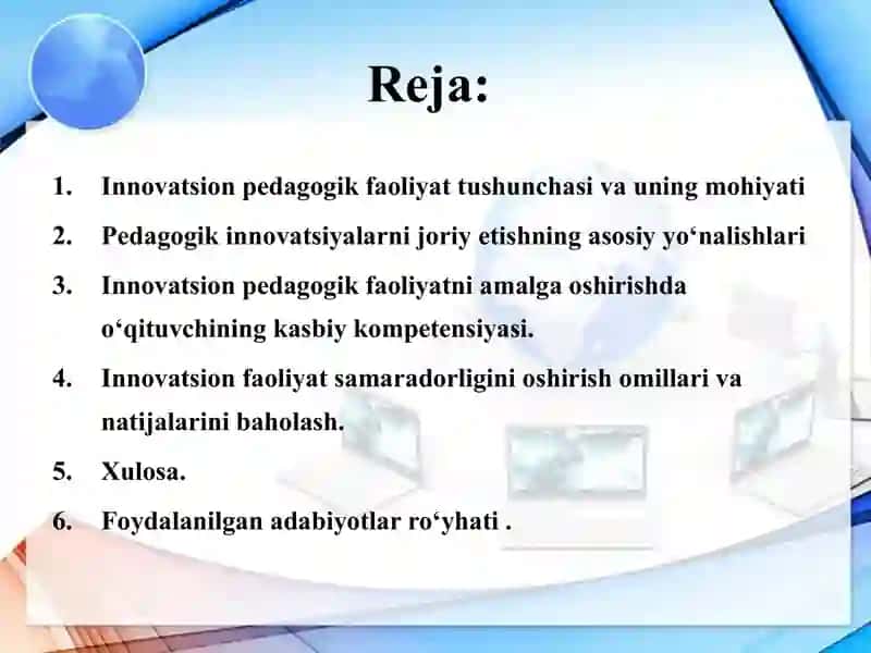 Innovatsion  pedagogik faoliyatini amalga oshirish. 2