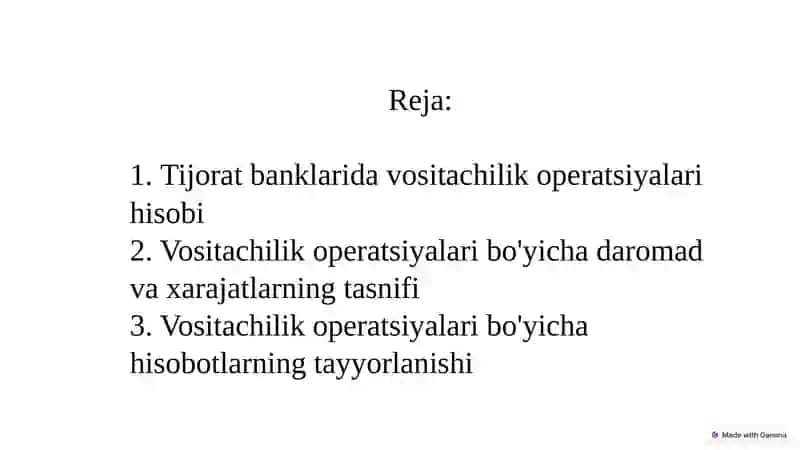 Tijorat banklarida vositachilik operatsiyalari hisobi 2