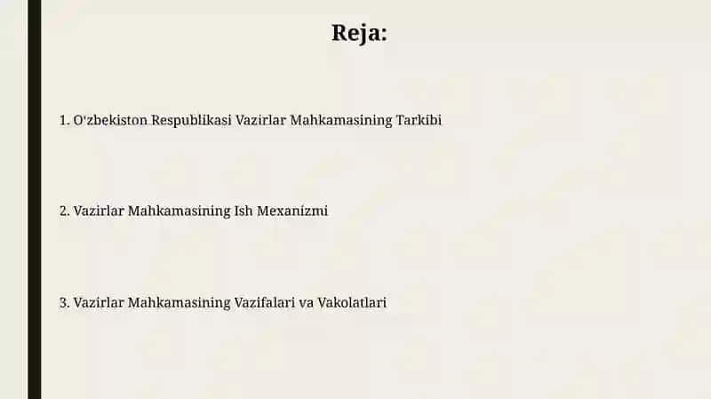 Vazirlar Mahkamasi Islohotlari va Yangilanishlari 2