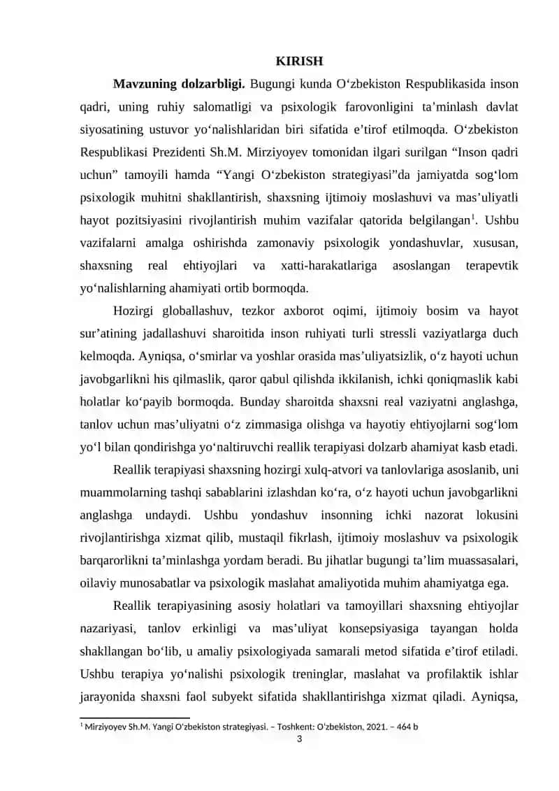 REALLIK TERAPIYASINING ASOSIY HOLATLARI VA TAMOYILLARI 2