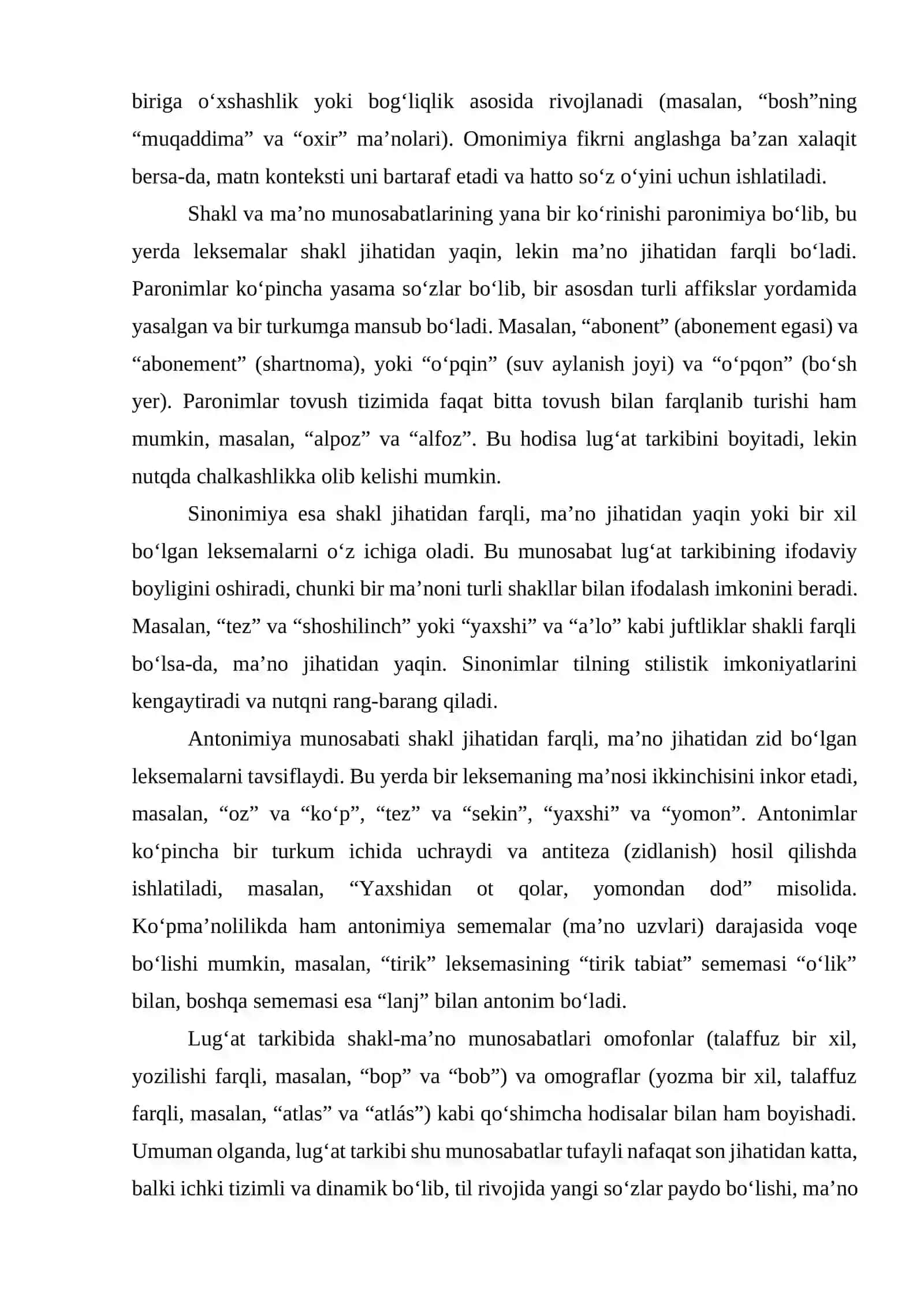 Lug'at tarkibining shakl va ma'no munosabatlari jihatidan tavsiflash 2