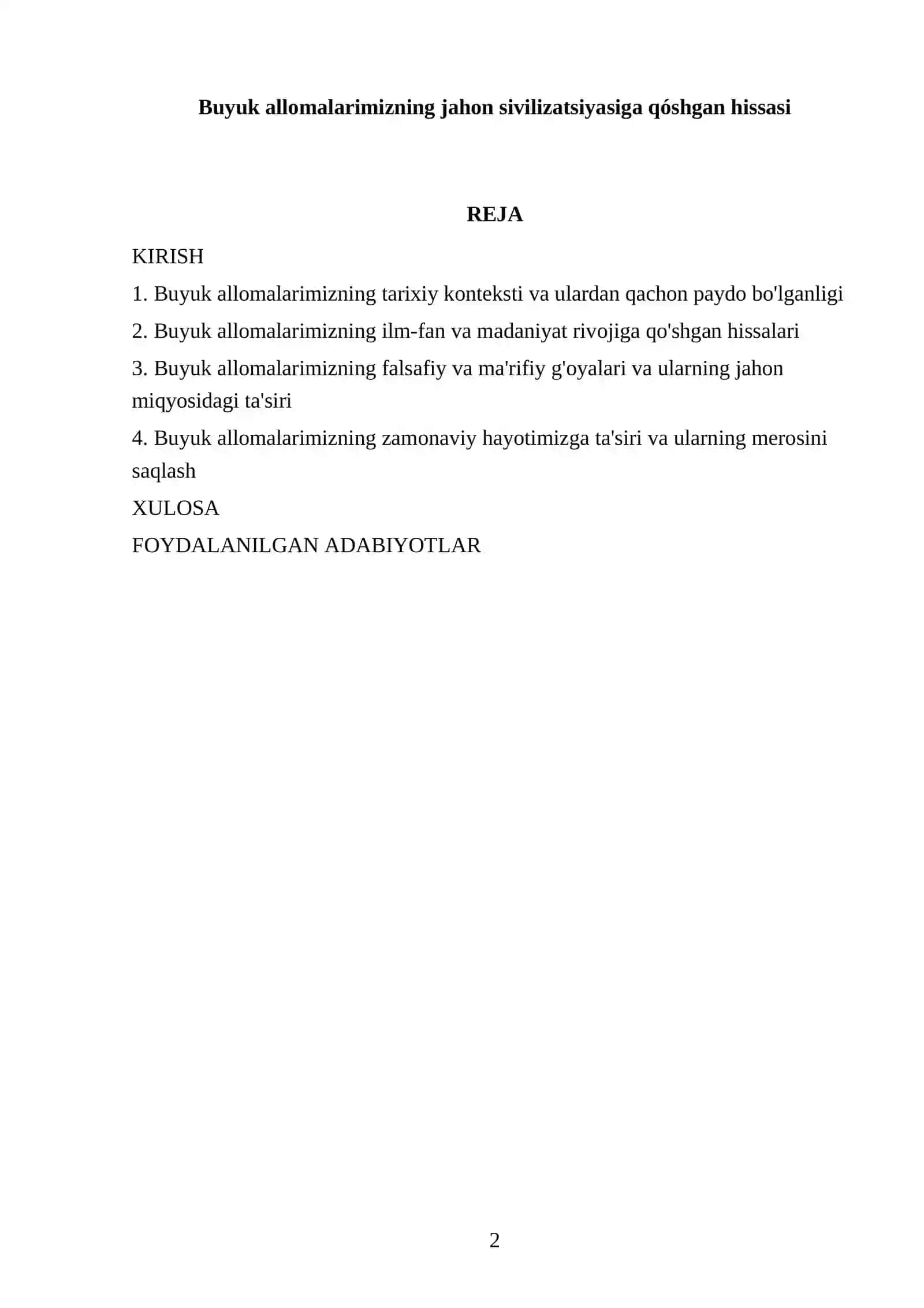 Buyuk allomalarimizning jahon sivilizatsiyasiga qóshgan hissasi 2