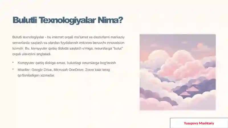 Bulutli -Texnologiyalar asosida o'qitishni tashkil etish 2