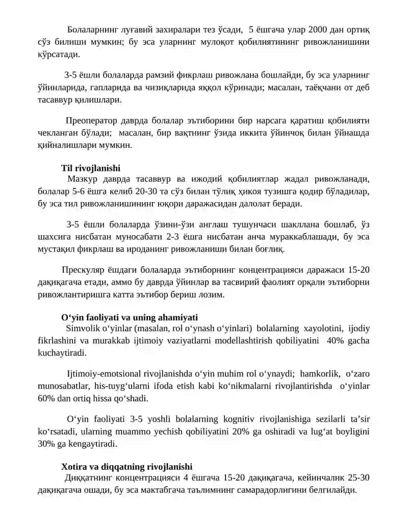 Maktabgacha yosh davrida pisixik rivojlanish 2