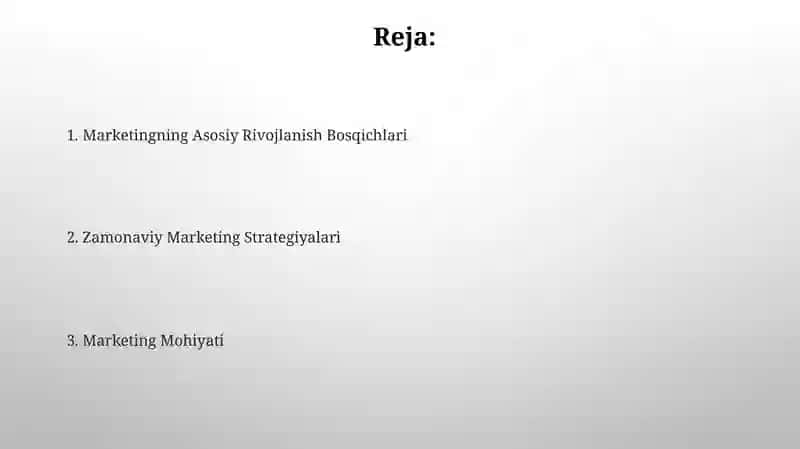 Marketingning Asosiy Rivojlanish Bosqichlari 2