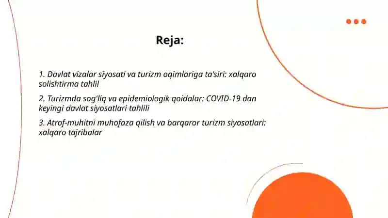 Jaxon turizm industriyasidagi davlat siyosati va qoidalariga oid taxlil 2