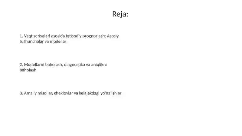 Vaqt seriyalari asosida iqtisodiy prognozlash 2