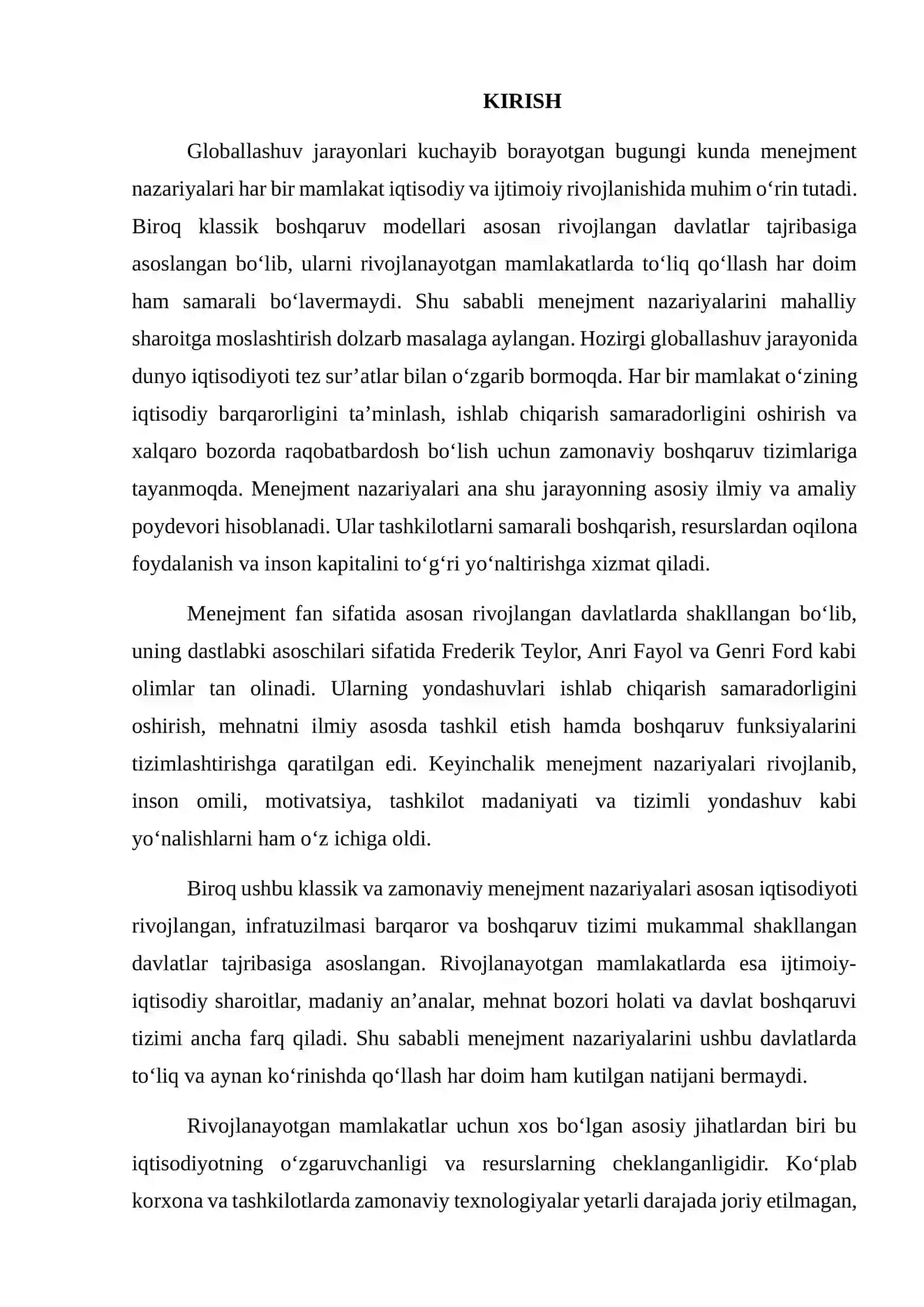 RIVOJLANAYOTGAN MAMLAKATLARDA MENEJMENT NAZARIYALARINING MOSLASHUVI 2
