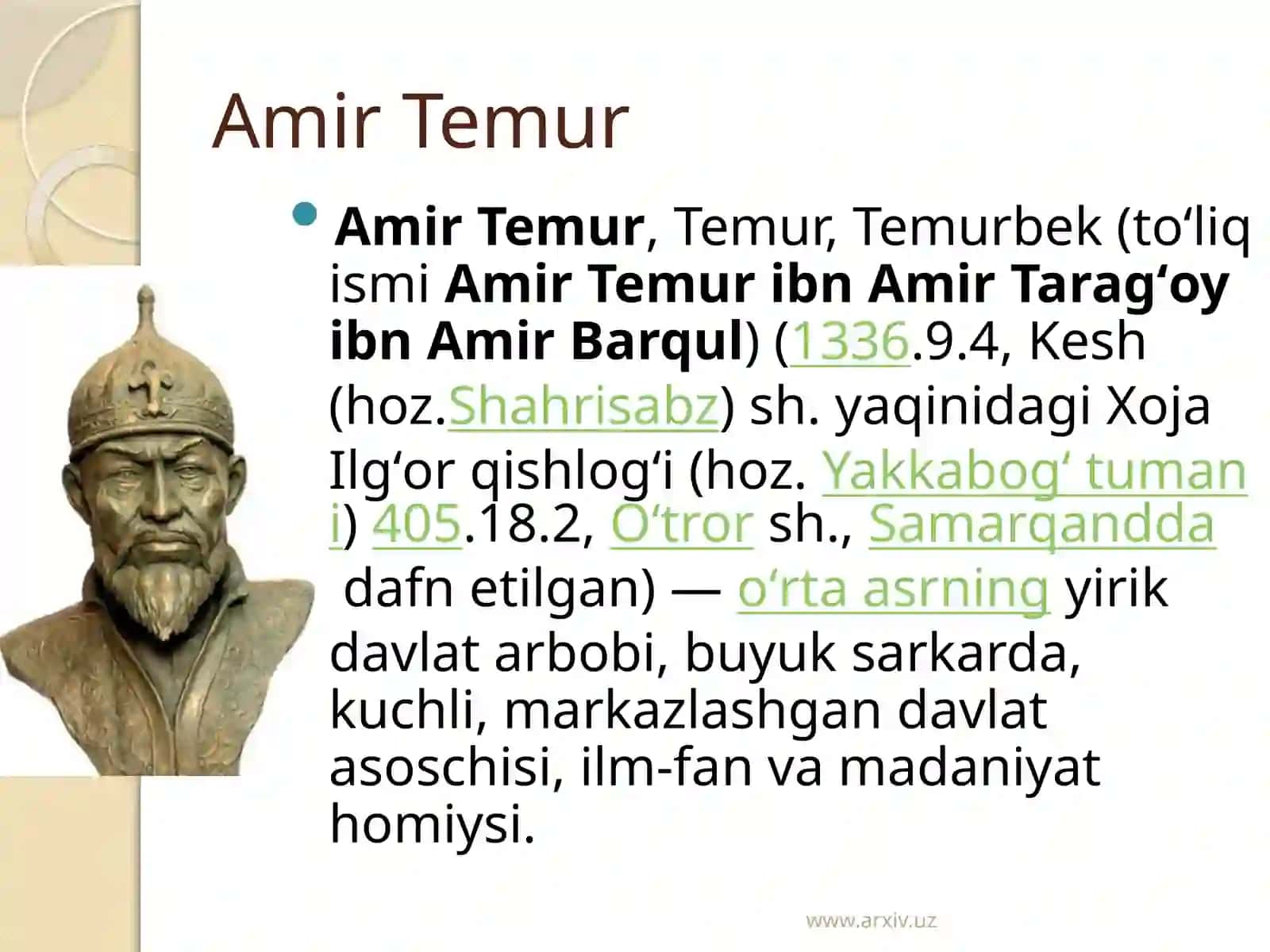 AMIR TEMUR BUYUK DAVLAT ARBOBI 2