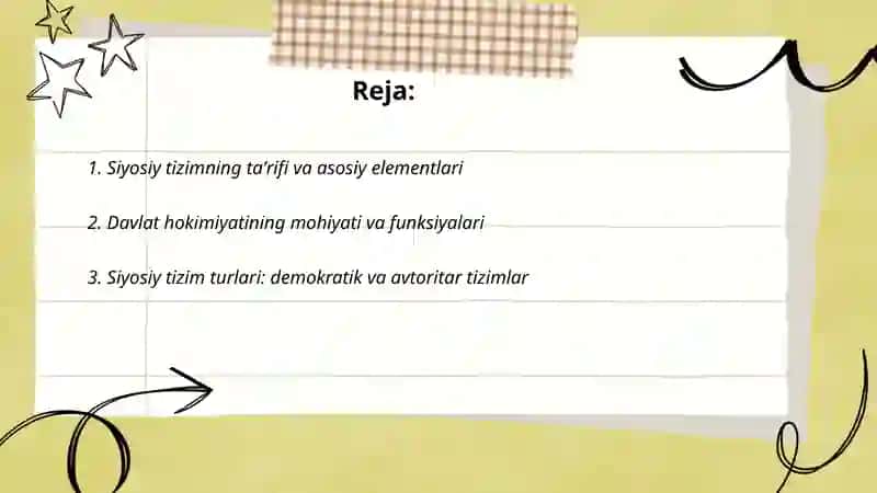 Siyosiy tizim va unda davlat hokimiyatining o'rni 2