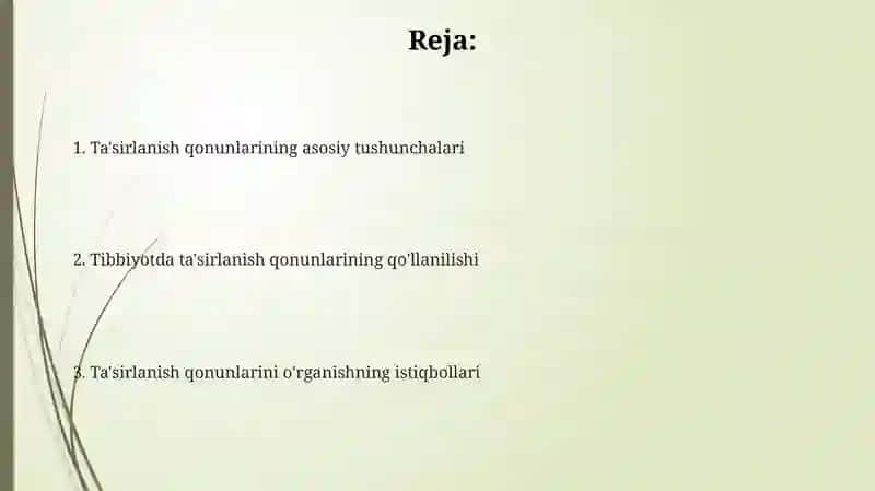 Ta'sirlanish qonunlari tibbiyotta ahamiyati 2