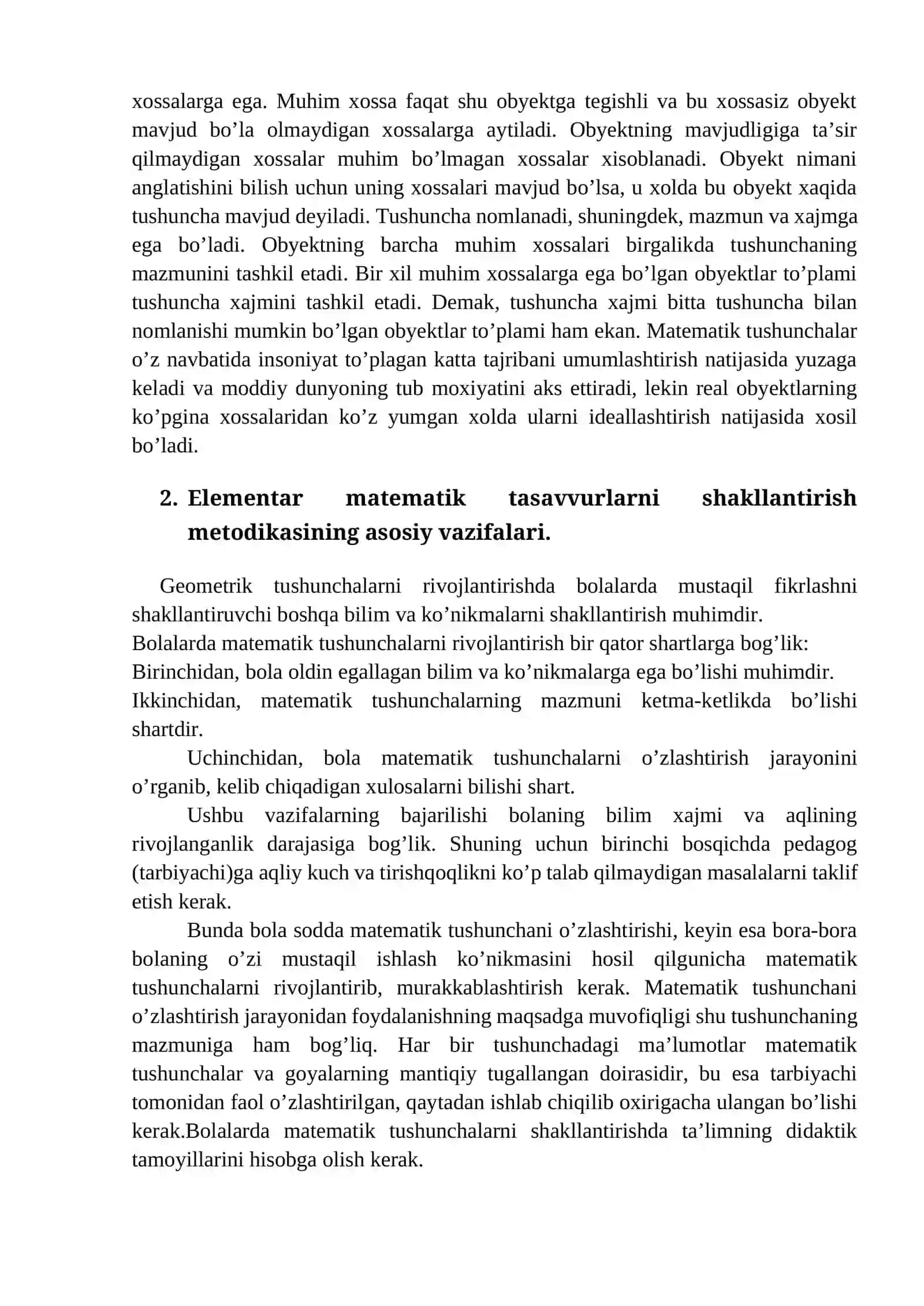 Elementar matematik tasavvurlarni shakllantirish metodikasi 2